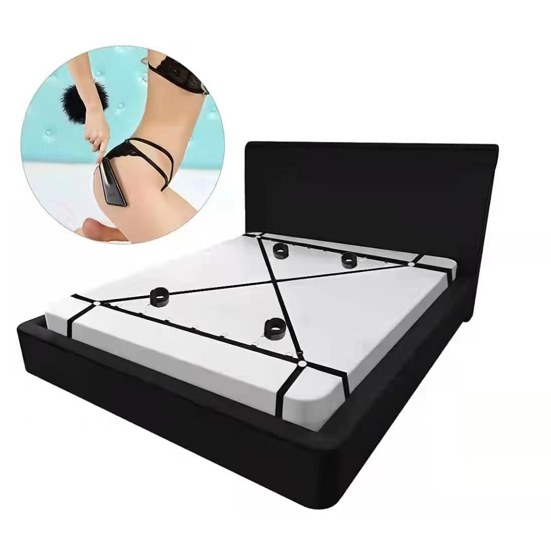 Double sex toy Sleeper Strap Tie Down Handcuffs Footcuffs Tie Down Set