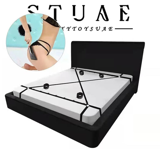 BDSM Restraint Set – Sleeper Straps with Handcuffs & Footcuffs | Adjustable Tie-Down System for Couples