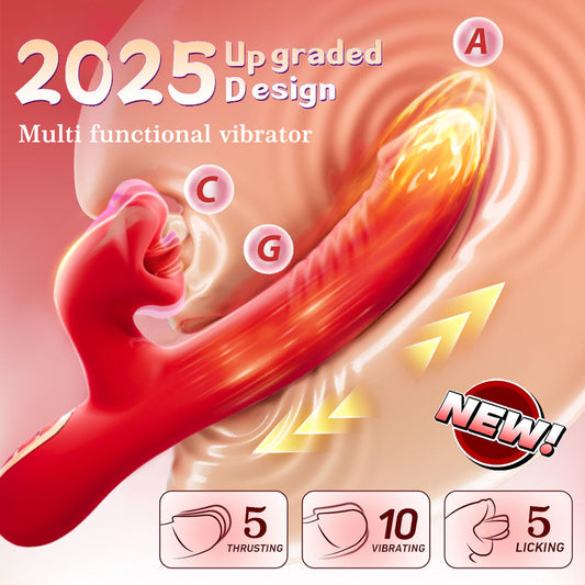 Latest Upgraded Design Tongue Licking Thrusting Vibrator