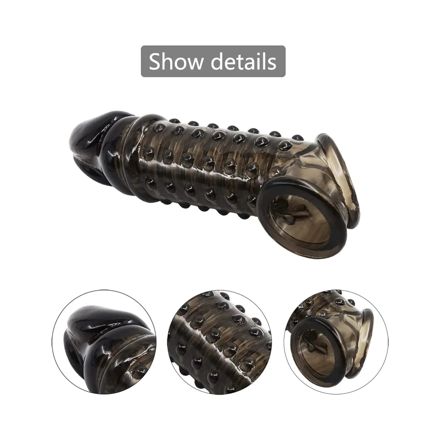 Sex toys for men Ejaculation Black Penis Sleeve Penis Enlarger Ejaculation Delay Dual Support Sleeve